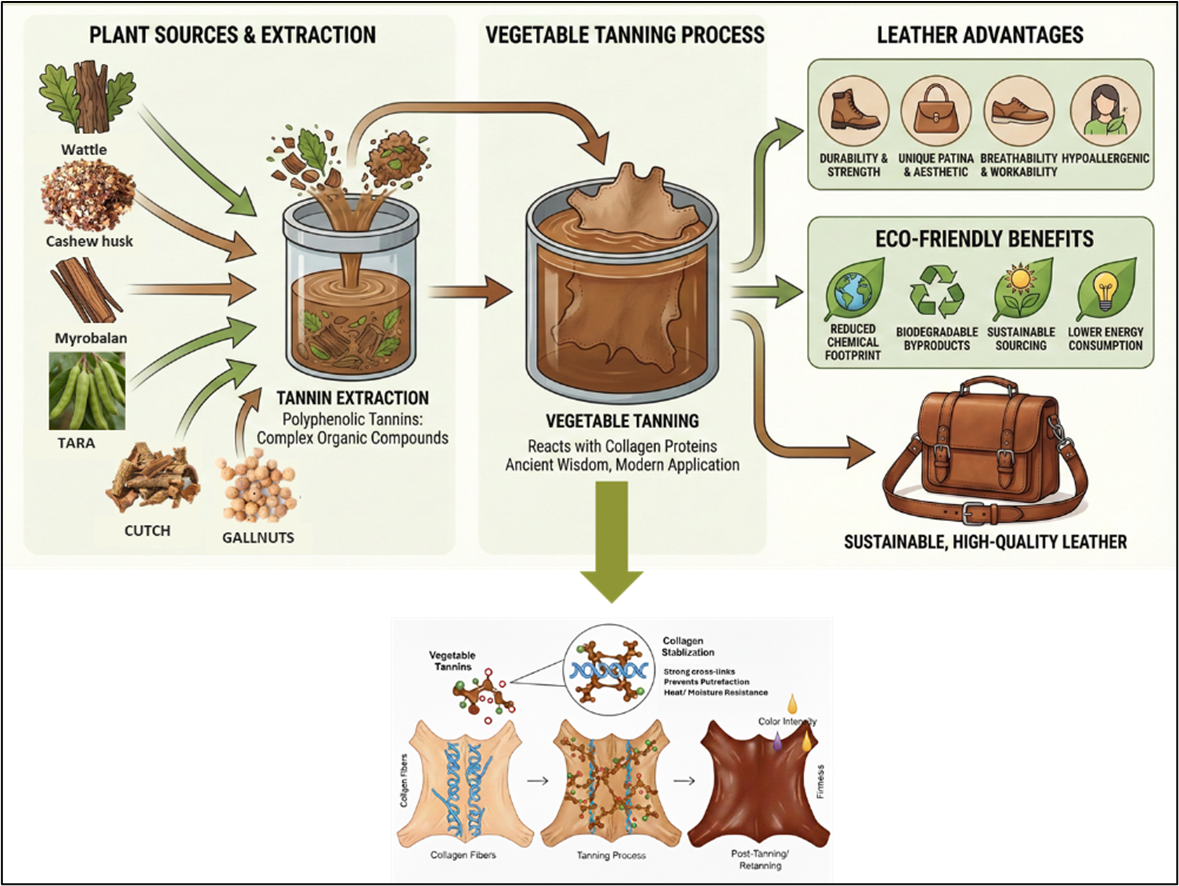 Vegetable tannin sources used in leather tanning